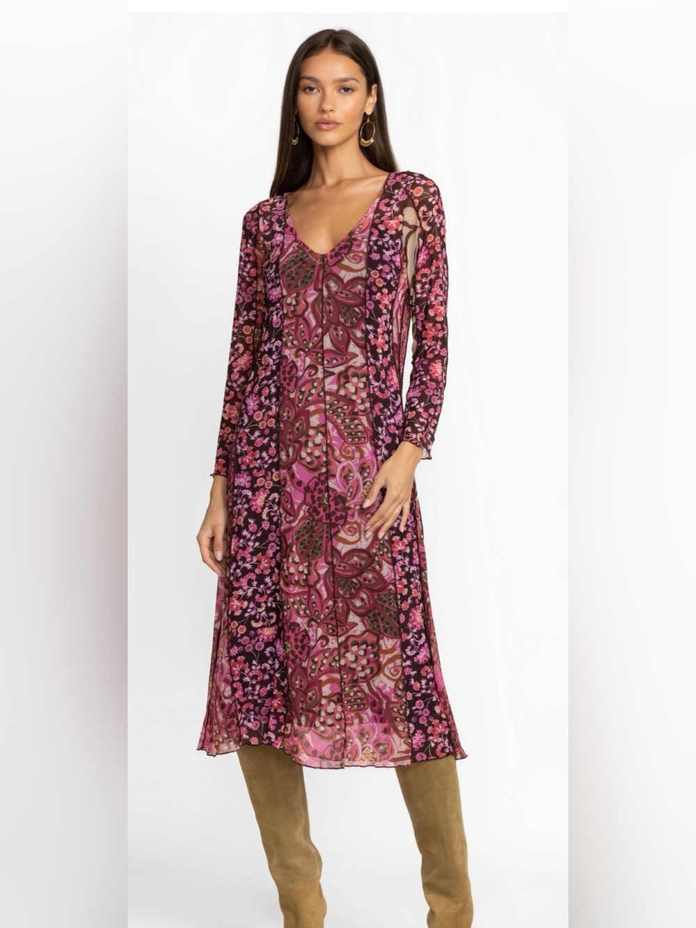 Johnny Was Agatha Mesh Midi Dress